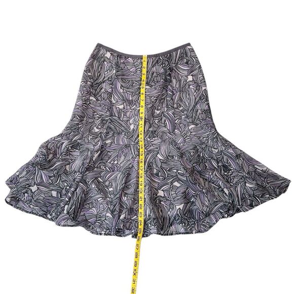 Sigrid Olsen Gray and Light Lavender Purple Flowy Patterned Skirt Size 8 - Picture 8 of 11